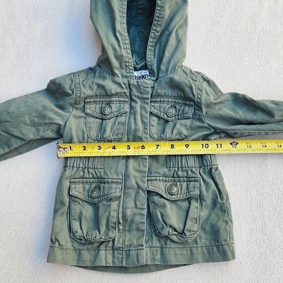 OshKosh B'Gosh Army Green Hooded Utility Jacket Size 2T - Picture 4 of 12